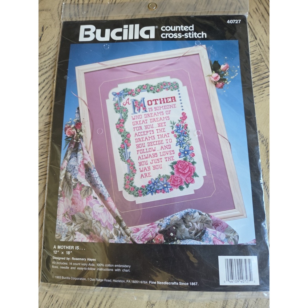 Bucilla Counted Cross Stitch Kit New #40727 A MOTHER IS.... Vintage 1993 Floral